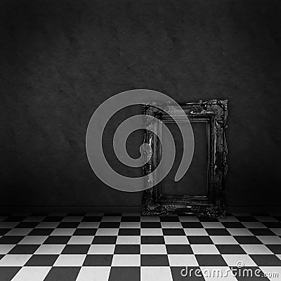 Stanza con il controllore in bianco e nero sul pavimento ... Nero disegno pavimento
