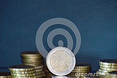 Staples of euro coins Stock Photo