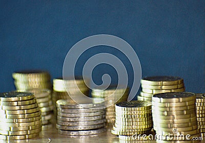 Staples of euro coins Stock Photo