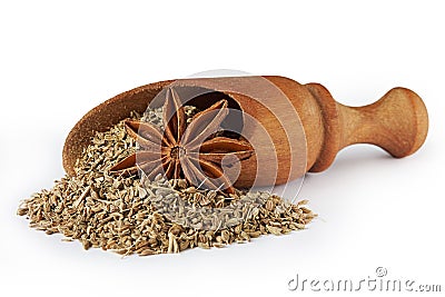 Star anise and anise seed Stock Photo