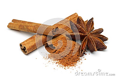 Star anise and cinnamon Stock Photo