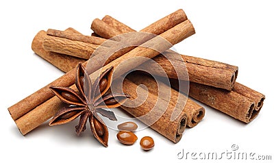 Star anise and cinnamon Stock Photo