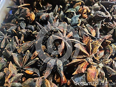 Star anise Indian spice top angle shot close up masala Indian food recipe meal Stock Photo