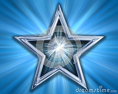 Star on blue background Stock Photo