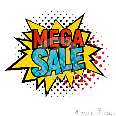 Star bubble comic style with Mega Sale text vector illustration Vector Illustration