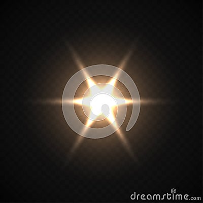 Star burst isolated on dark transparent background. Vector transparent glow light effect. Vector Illustration