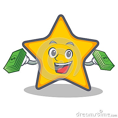 Star character cartoon style with money Vector Illustration