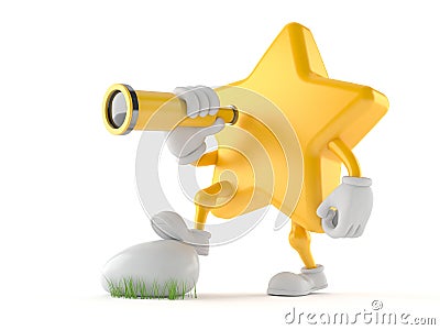 Star character looking through a telescope Stock Photo