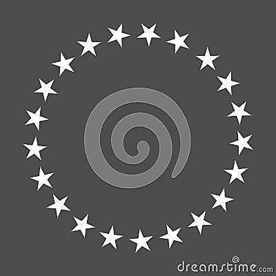 Star in circle shape. Starry vector border frame icon isolated on a dark black background. Vector Illustration