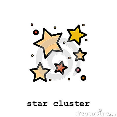 Star cluster color icon thin line, linear, outline vector. star cluster simple sign Vector Illustration