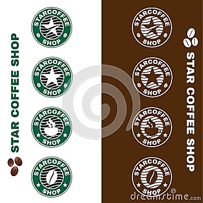 Star coffee shop logo circle style vector set design Vector Illustration