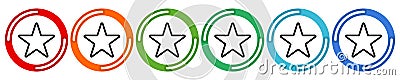 Star collection. Vector 6 colors option icon. Vector illustration flat design UI and UX Vector Illustration