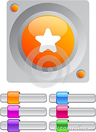 Star color round button. Vector Illustration