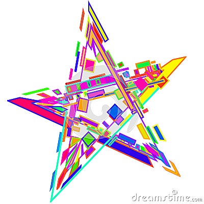 The star of colored geometric shapes for 2D, 3D design. Vector Illustration