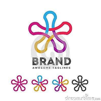 Star connect logo color vector Vector Illustration