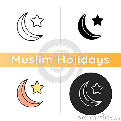 Star and crescent icon Vector Illustration