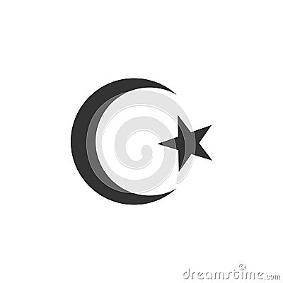 Star and crescent - symbol of Islam icon isolated. Religion symbol. Flat design Vector Illustration