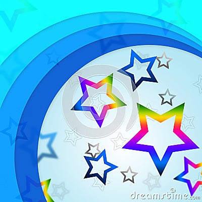 Star Curves Background Shows Curvy Lines And Rainbow Stars Stock Photo