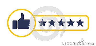 5 Star customer review quality rate satisfaction best service recommend. 5 star rate icon success vector icon. Vector Illustration