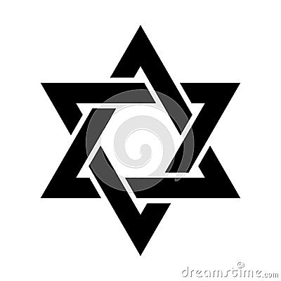 Star of David. Hexagram sign. Symbol of Jewish identity and Judaism. Simple flat black illustration Vector Illustration