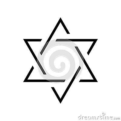 Star of David. Hexagram sign. Symbol of Jewish identity and Judaism. Simple flat thin black illustration Vector Illustration