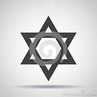 Star of David icon with shadow on a gray background. Vector illustration Vector Illustration