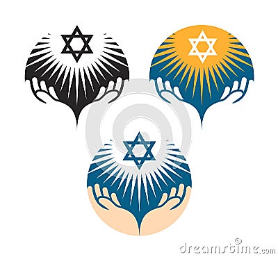 Star of David icons. Hanukkah symbol Vector Illustration