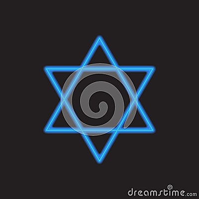 Star of David Israel neon Vector Illustration