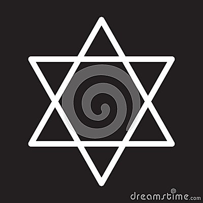 Star of David line icon, white outline sign, vector illustration. Vector Illustration