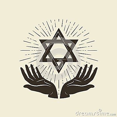 Star of David, symbol. Israel or Judaism emblem. Vector illustration Vector Illustration