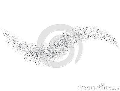Star dust on transparent background. Bright silver glitter wave. Stardust trail sparkling particles. Space comet tail. Vip luxury Vector Illustration