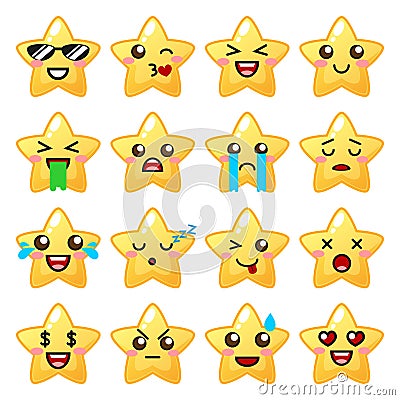 Star emoji. Cute emoticons Vector Illustration