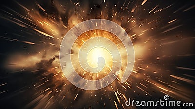 Star explosion in space, flare energy. Abstract horizontal background. Generative AI Stock Photo