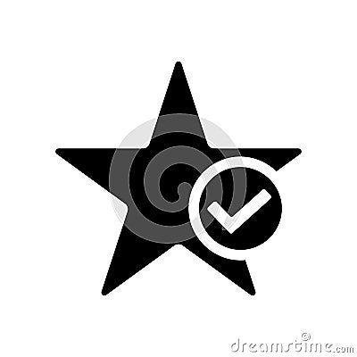 Star favorite icon. Star with tick symbol Cartoon Illustration