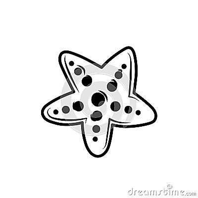 Star fish black drawing vector Vector Illustration