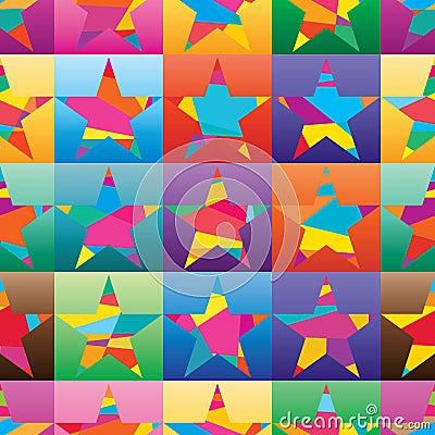 Star flat wear fashion color shirt square colorful seamless pattern Vector Illustration