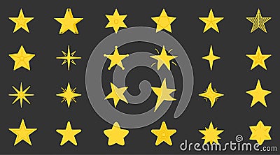 Star flat yellow icon logo sparkle rank vector set Vector Illustration