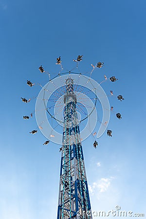 Star flyer, Chain carousel amusement ride. Stock Photo