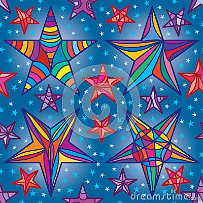 Star frame drawing seamless pattern Vector Illustration