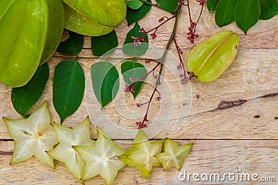 Star fruit on wood background Stock Photo