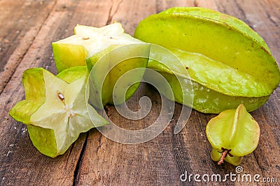 Star fruit on wood background Stock Photo