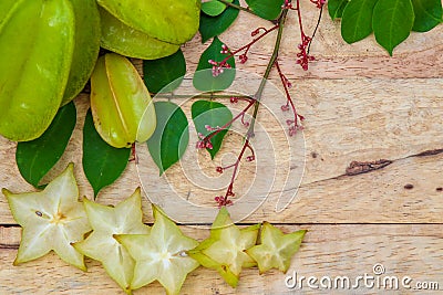 Star fruit on wood background Stock Photo