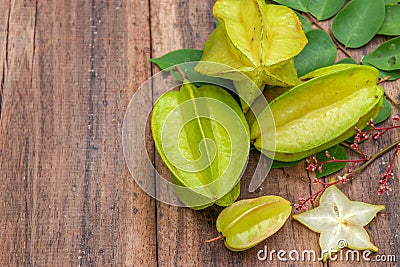 Star fruit on wood background Stock Photo