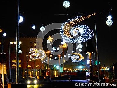 Star and galaxy decorations in Doha, Qatar Editorial Stock Photo
