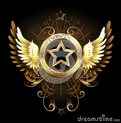 Star with golden wings Vector Illustration