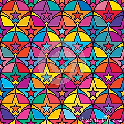 Star half circle symmetry seamless pattern Vector Illustration