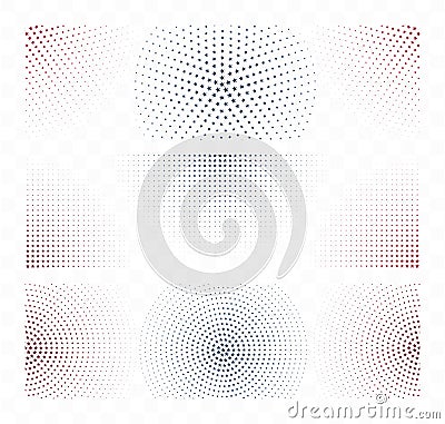 Star Halftone in blue and red colour collection Vector Illustration