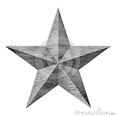 Star hand draw vintage style black and white clip art isolated on white background Vector Illustration