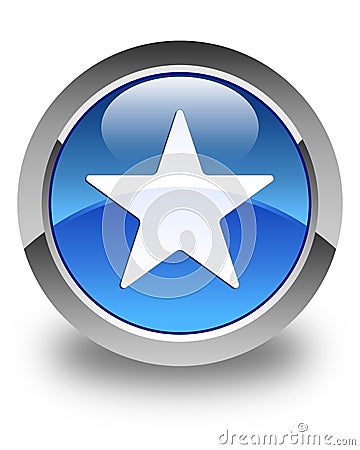 Star icon glossy blue round button Cartoon Illustration