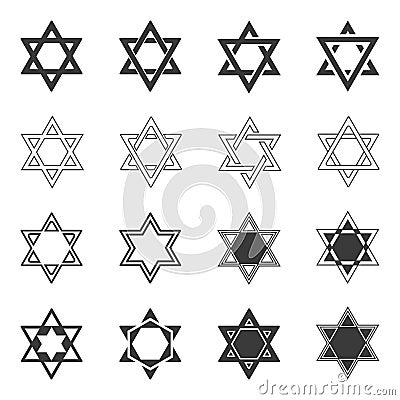 Star icon. Solomon Seal icons. Shield of David sign or Magen Vector Illustration